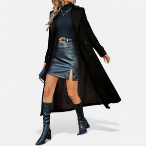 Elegant Double Breasted Long Trench Coat