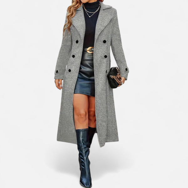 Elegant Double Breasted Long Trench Coat