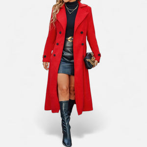 Elegant Double Breasted Long Trench Coat