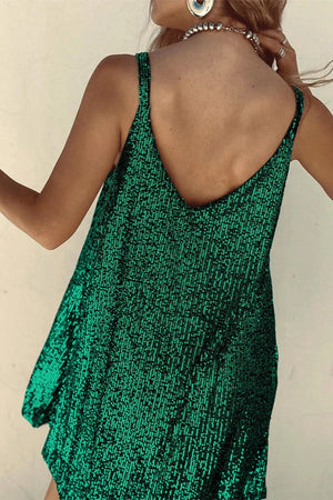 Sparkling V-Back Sequin Mini Dress