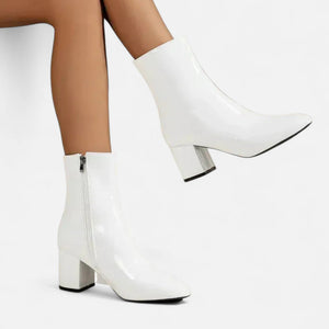 Sleek Square Toe Zip-Up Block Heel Ankle Boots