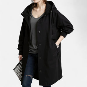 Casual Button-Up Hooded Longline Coat