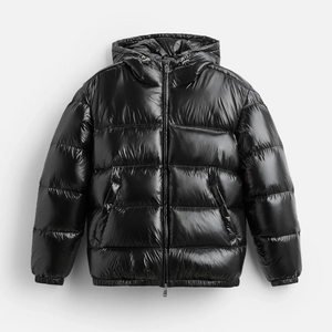Men's Oversized Quilted Fleece Jacket with Hood