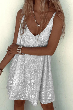 Sparkling V-Back Sequin Mini Dress