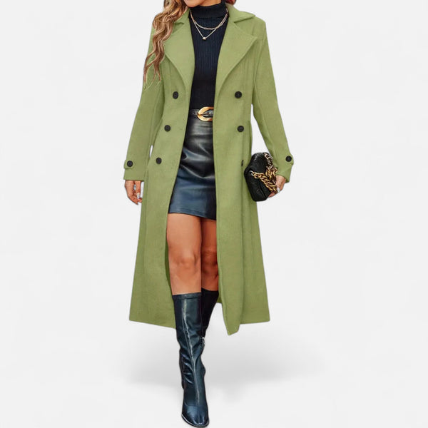 Elegant Double Breasted Long Trench Coat