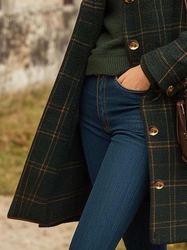 Women’s Elegant Plaid Winter Coat