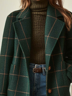 Stylish Women's Plaid Mid-Length Winter Coat
