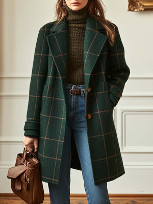 Stylish Women's Plaid Mid-Length Winter Coat