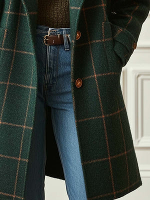 Stylish Women's Plaid Mid-Length Winter Coat