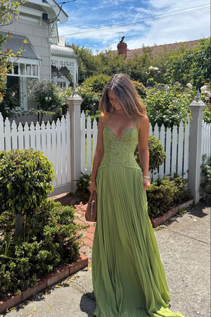 Women's Lace Corset Pleated Maxi Dress