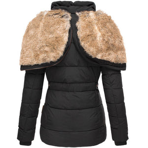 Women’s Hooded Puffer Winter Jacket with Faux Fur Trim