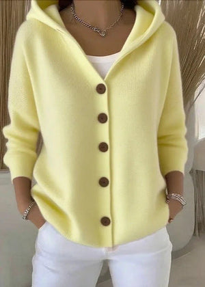 Women's Hooded Button Casual Knit Cardigan