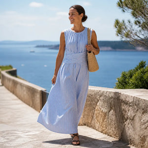 Women's Sleeveless Striped Summer Maxi Dress