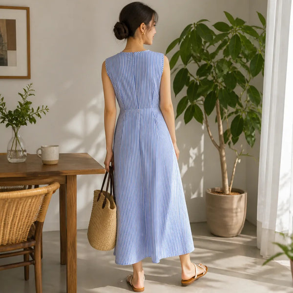 Women's Sleeveless Striped Summer Maxi Dress