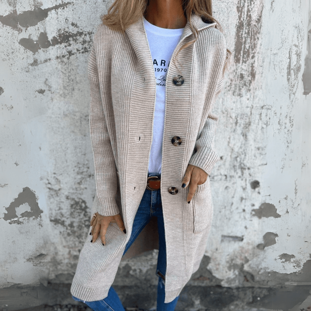 Women's Long Open-Front Cardigan with Relaxed Fit