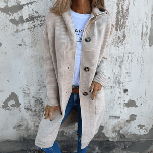Women's Long Open-Front Cardigan with Relaxed Fit