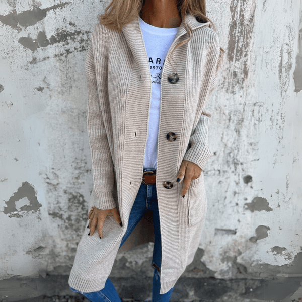 Women's Long Open-Front Cardigan with Relaxed Fit