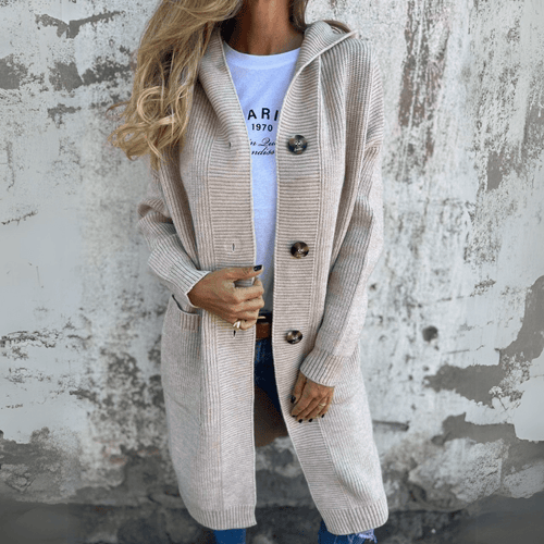 Women's Long Open-Front Cardigan with Relaxed Fit