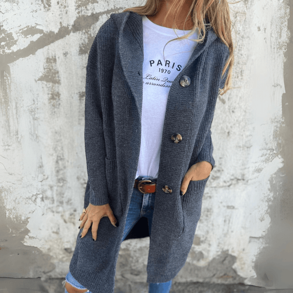 Women's Long Open-Front Cardigan with Relaxed Fit