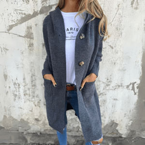 Women's Long Open-Front Cardigan with Relaxed Fit