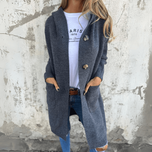 Women's Long Open-Front Cardigan with Relaxed Fit