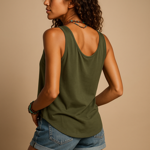 Women's Sleeveless Button-Front Shirt with V-Neck