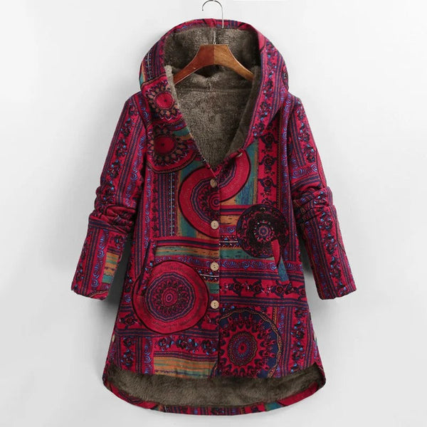 Women's Vintage Patchwork Jacket with Fleece