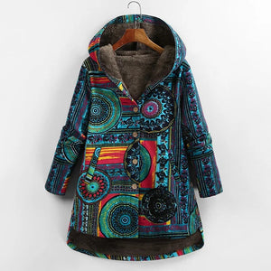 Women's Vintage Patchwork Jacket with Fleece