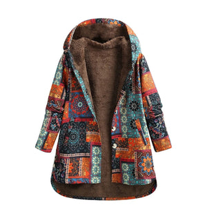 Women's Vintage Patchwork Jacket with Fleece