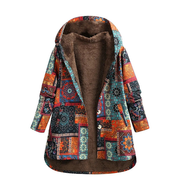 Women's Vintage Patchwork Jacket with Fleece