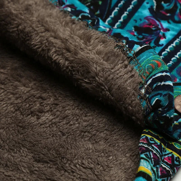 Women's Vintage Patchwork Jacket with Fleece