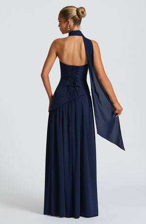 Vestido maxi de noche para mujer, sin tirantes y con abertura alta