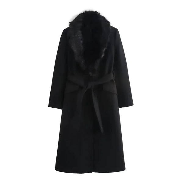 Elegant Long Belted Winter Coat for Women