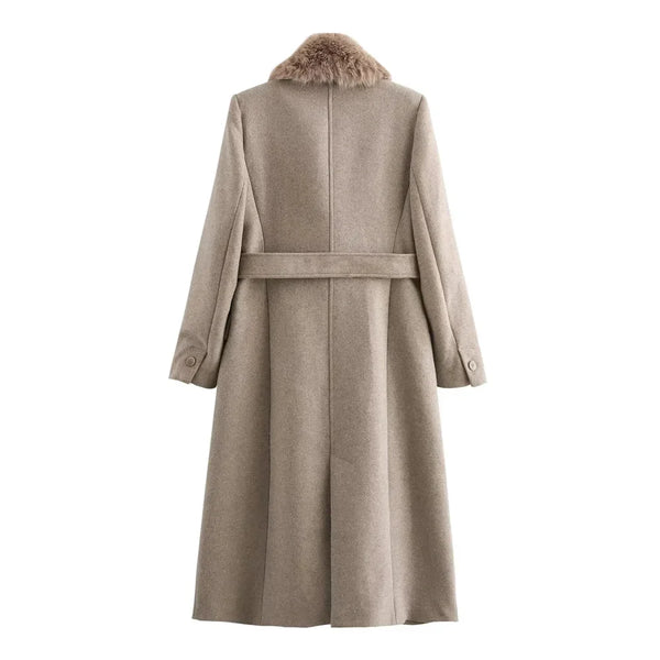 Elegant Long Belted Winter Coat for Women