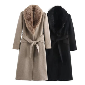 Elegant Long Belted Winter Coat for Women