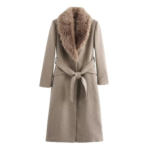 Elegant Long Belted Winter Coat for Women