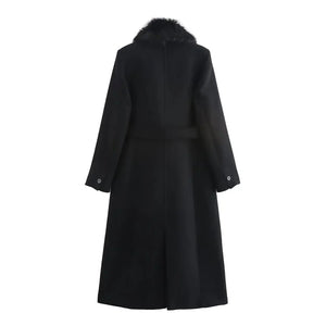 Elegant Long Belted Winter Coat for Women