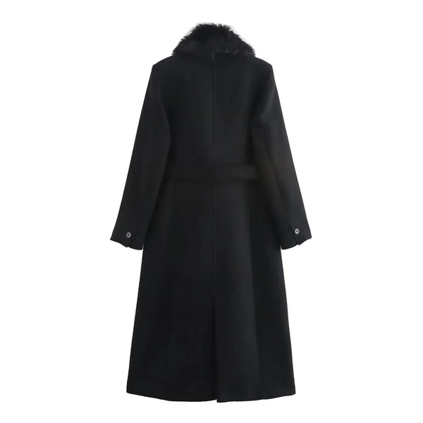 Elegant Long Belted Winter Coat for Women