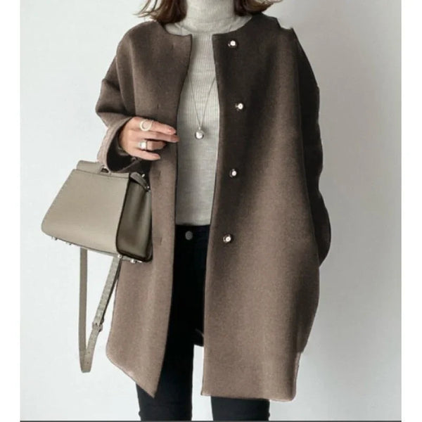 Elegant Oversized Button Coat for Women