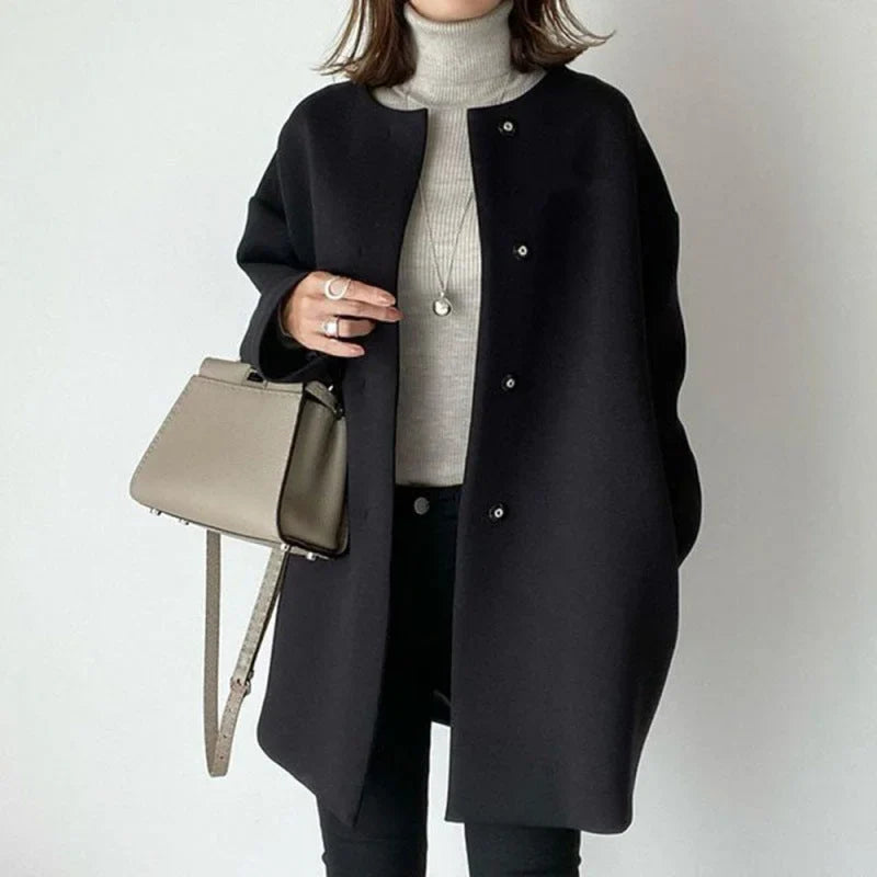 Elegant Oversized Button Coat for Women