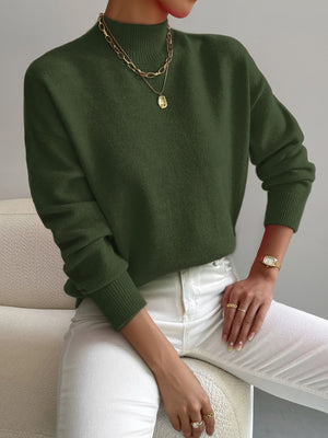 Prenda de punto elegante de cuello alto y cálida