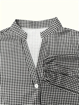 Women’s Gingham Tiered Mini Shirt Dress