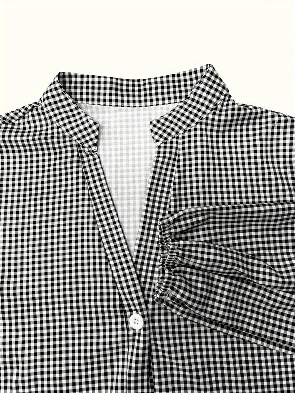 Women’s Gingham Tiered Mini Shirt Dress