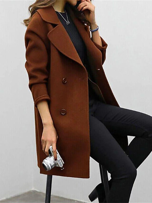 Women's Double-Breasted Mid-Length Coat