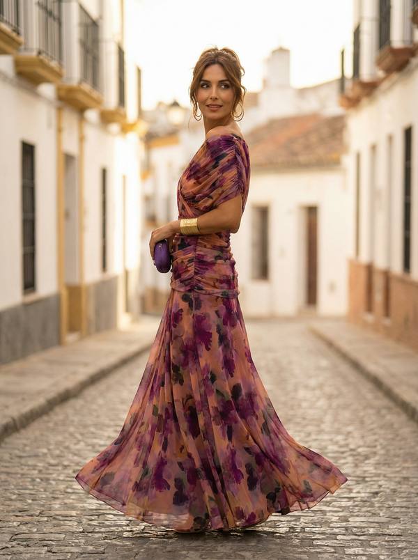 Women's Elegant Off-Shoulder Evening Maxi Dress