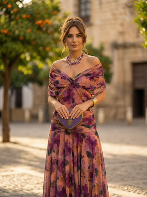 Women's Elegant Off-Shoulder Evening Maxi Dress