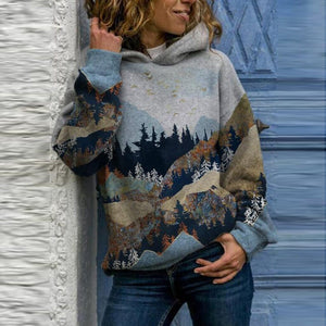 Women's Mountain Landscape Hooded Sweater