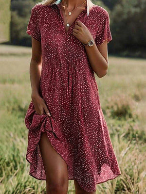 Vestido camisa midi elegante para mujer | manga corta cómoda