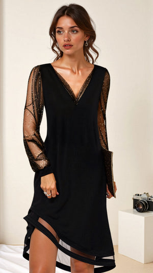 Elegant V-Neck Evening Dress - Timeless Matilda Style