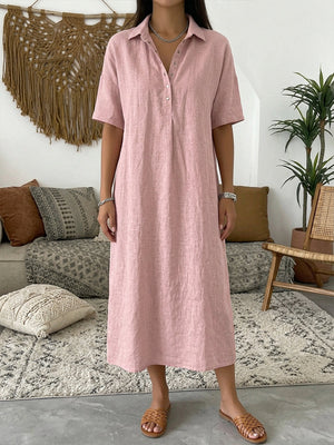 Women’s Casual Short-Sleeve Collared Midi Dress